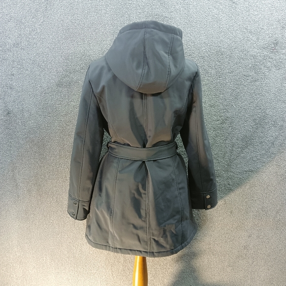 MICHAEL KORS SILVER GREY COAT PREMIUM TIE BELTED LONGLINE RAINCOAT THICK UK L - Picture 2 of 6